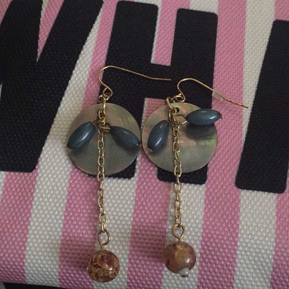 Amber look Beads Drop-Earrings!